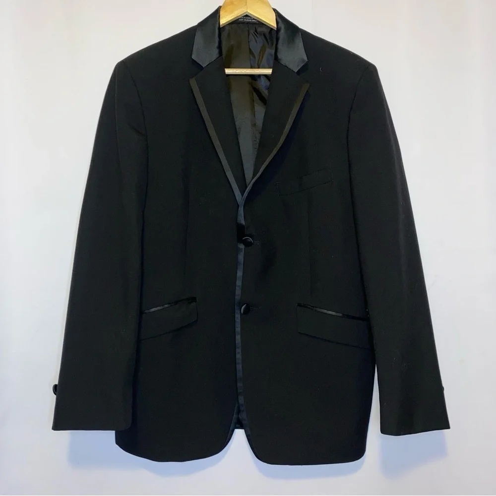 Neil Allyn Black Wool Tuxedo 2 Button Blazer Size 41R - Picture 2 of 9
